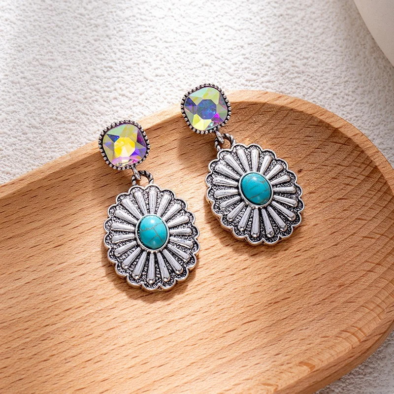 Turquoise blue gemstone earrings post back