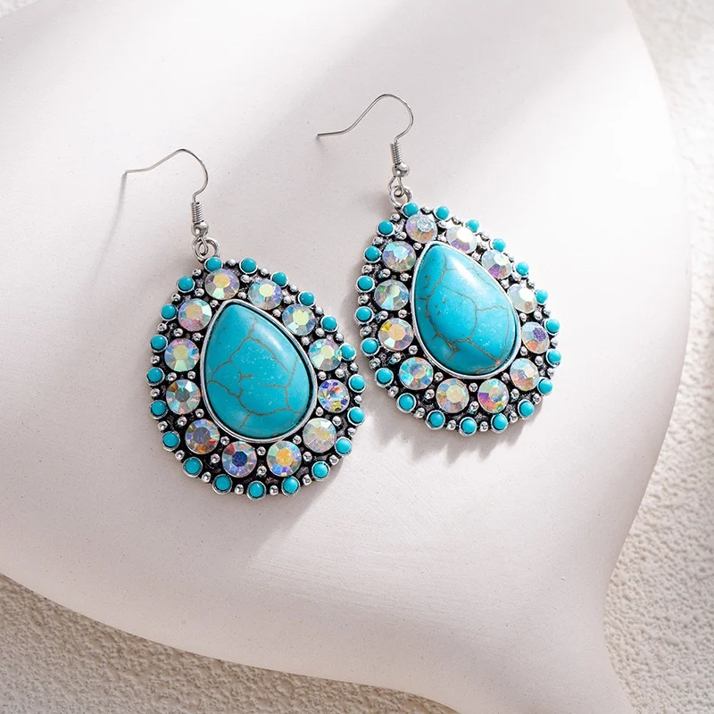 Turquoise oval earrings two colors optional