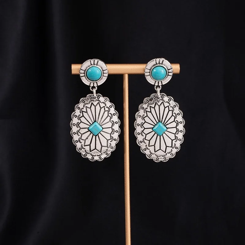 Western turquoise earrings post back style