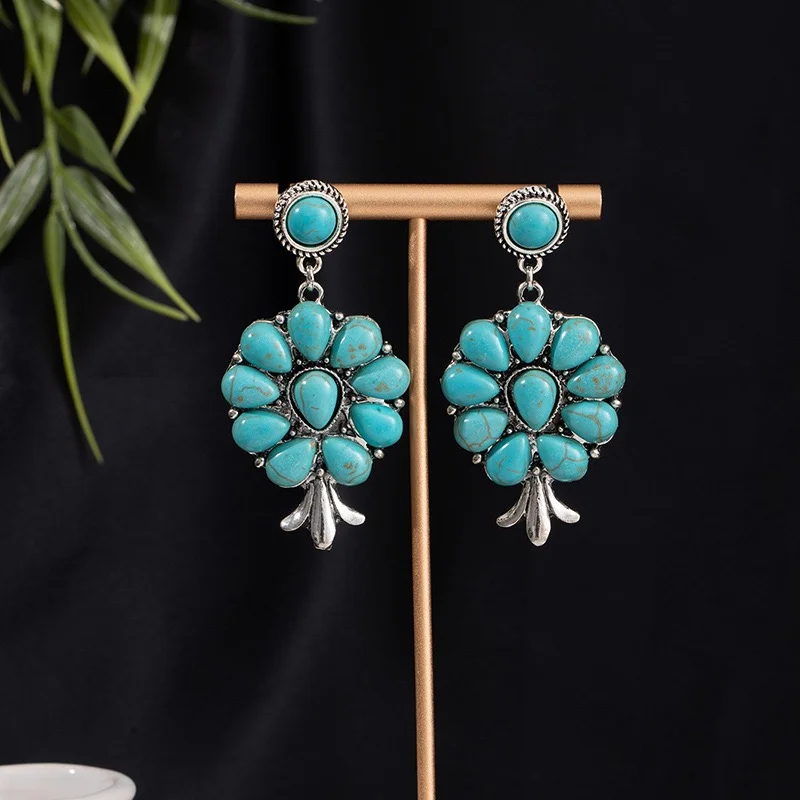 Vintage western turquoise earrings unique design