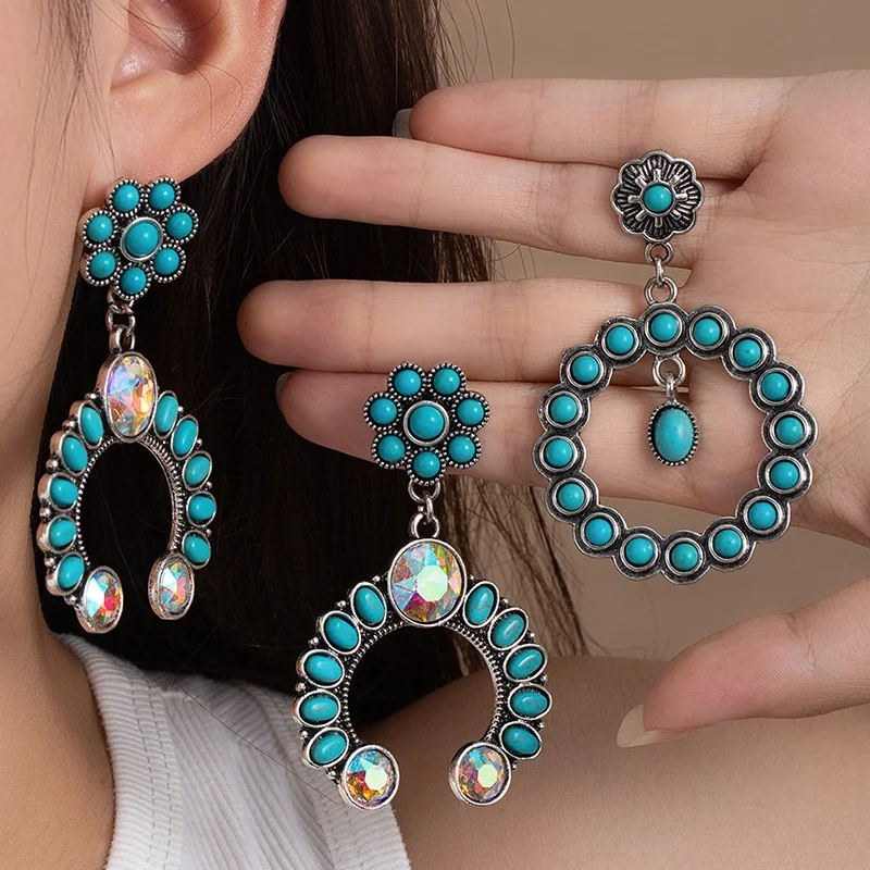 Big horse feet unique western turquoise earrings