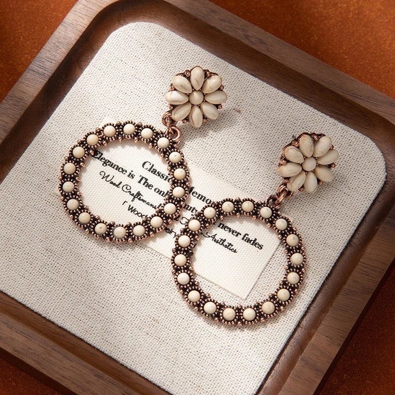 Big rings turquoise earrings