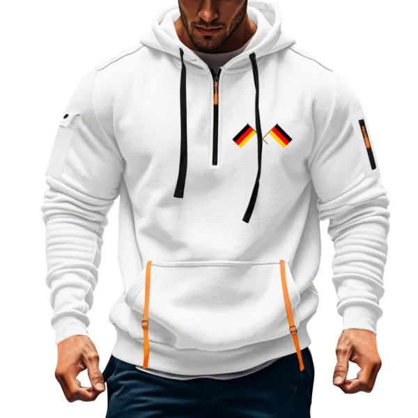 Men's Printed Sweatshirt Hoodie Zipper Arm Pocket Cardigan Men's Sports Large - Image 34