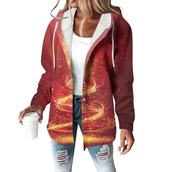 Women's Coat Casual And Fashionable Composite Thick And Warm Printed Hooded - Image 3