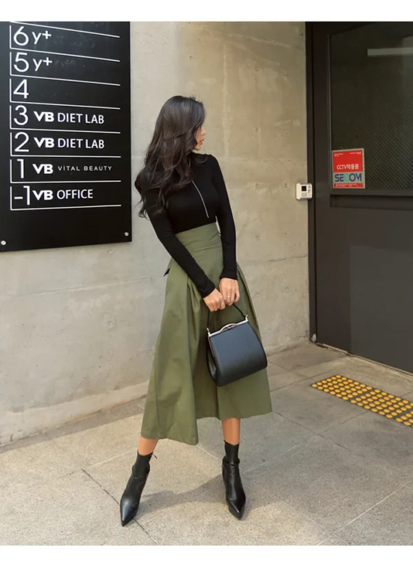 Bow hem skirt slim waist long skirt - Image 6