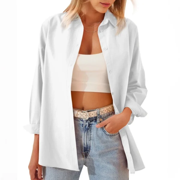 Fashion Loose Long Sleeve Cardigan Shirt Top - Image 7