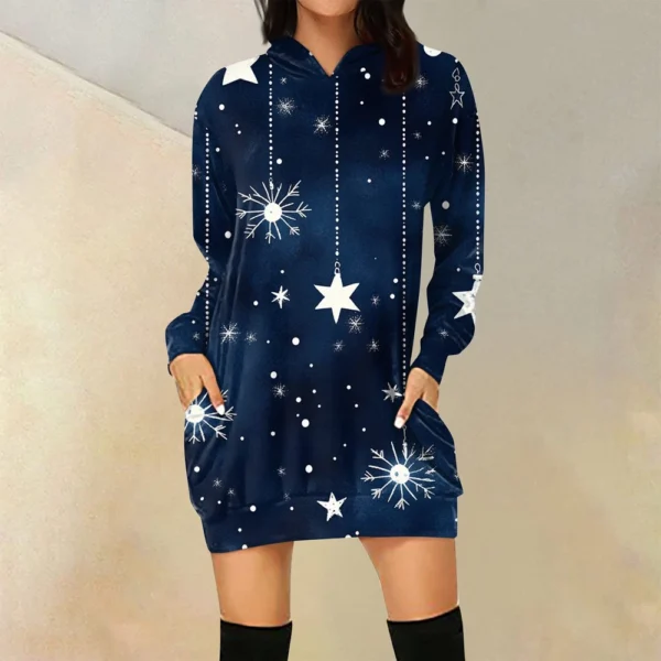 Ladies' Loose Casual Pocket Long Sleeved Hoodie Christmas Printed Sweatshirt - Image 19