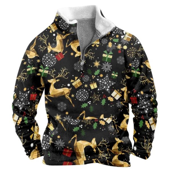 Men's  Loose Casual Fashion Stand Collar Half-Zip Hoodless Sweatshirt - Image 13