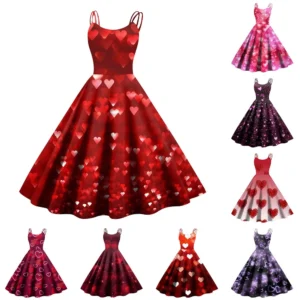 Christmas Ladies Casual Fashion Flower Print Sexy Off Shoulder Punk Retro Skirt