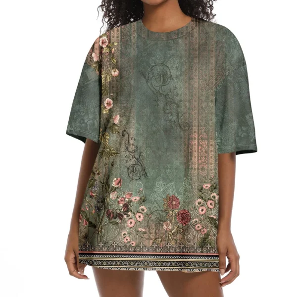 Shirt For Women's Fashion Casual Falling Shoulder Sleeves Round Neck Short - Image 10