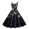 Christmas Ladies Casual Fashion Flower Print Sexy Off Shoulder Punk Retro Skirt - Image 17