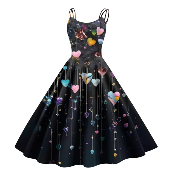 Christmas Ladies Casual Fashion Flower Print Sexy Off Shoulder Punk Retro Skirt - Image 17