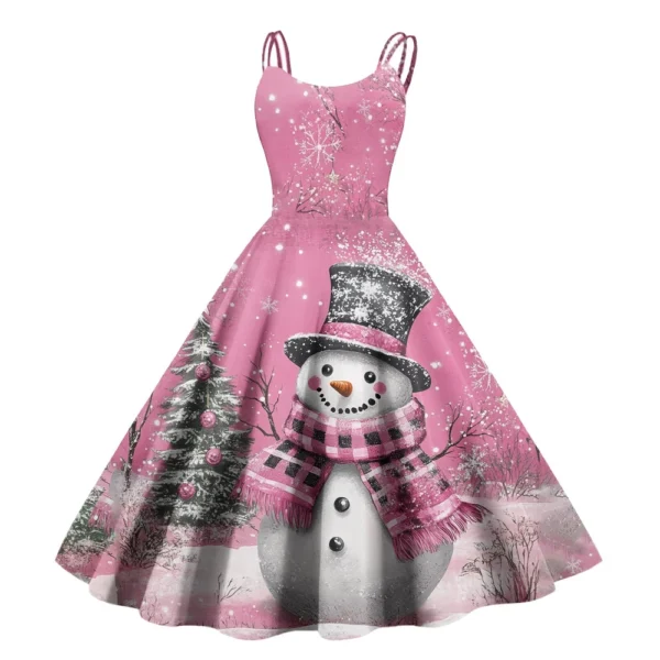 Women's Casual Fashion Christmas Print Sexy Off Shoulder Punk Retro Dress Retro - Image 26