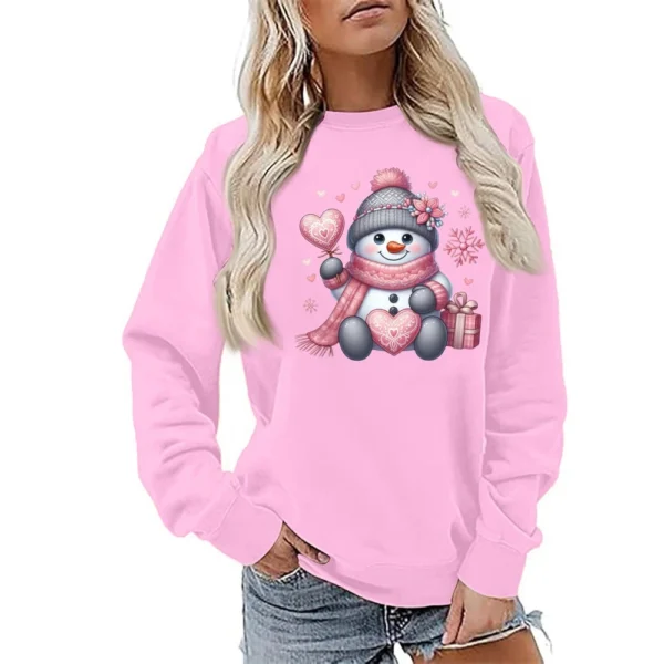 Women's Fashion Casual Round Neck Loose Long Sleeve Solid Color Sweatshirt - Image 34