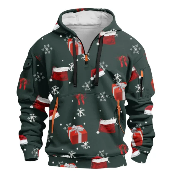 Men's Printed Sweatshirt Hoodie Zipper Arm Pocket Cardigan Men's Sports Large - Image 7