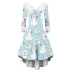Women's Fashion V-neck Casual Fit Christmas Print Party Long Sleeve Dress - Image 28