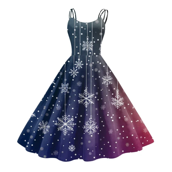 Women's Fashion Christmas Printed Sexy Strapless Gothic Cocktail Dress Punk, - Image 10