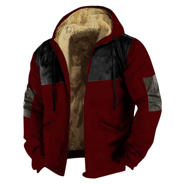 Men's Winter Print Jacket Men's Casual Trend Zipper Hooded Jacket - Image 38