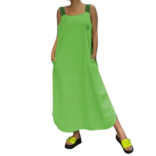 Women's Dresses Intercolor Striped Back Sleeveless Pockets Loose Casual Dresses - Image 17