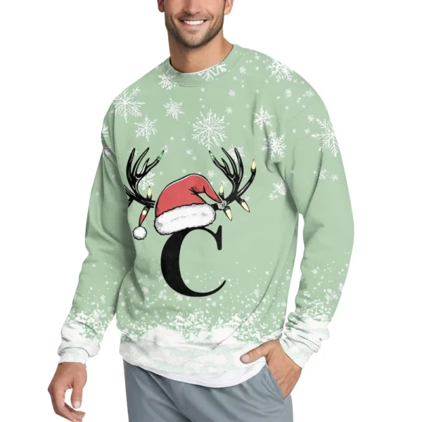 Men's Casual Fashion Comfortable Christmas Printed Round Neck Pullover - Image 35