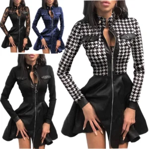 Split-waist dress woman lace-up