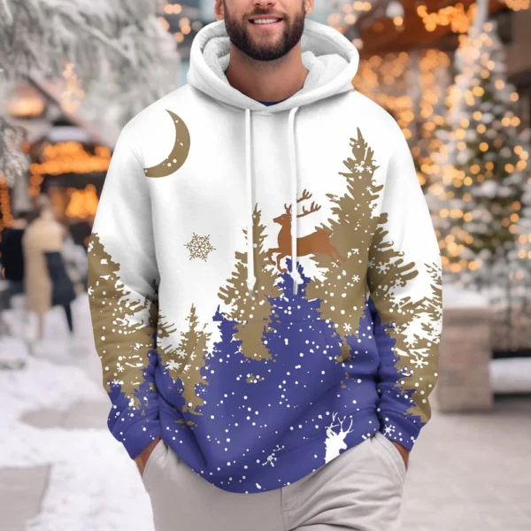 Men's Print Plush Warm Coat Fleece Sweater Casual Coat Pocket Sweater Winter - Image 13