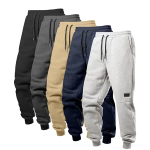 Men's Fleece Active Retro Casual Leg Tied Pants Mens Sweatpants with Pockets