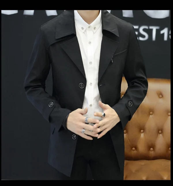 Slim-fit men's mid-length lapel jacket - Image 11