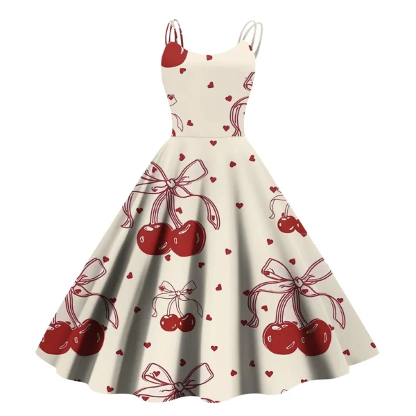 Christmas Ladies Casual Fashion Flower Print Sexy Off Shoulder Punk Retro Skirt - Image 14