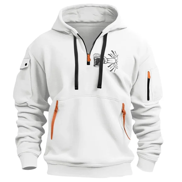 Men's Printed Sweatshirt Hoodie Zipper Arm Pocket Cardigan Men's Sports Large - Image 35