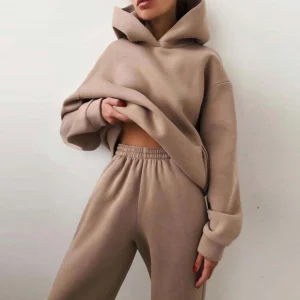 Women's casual long sleeve hoodie pant suit