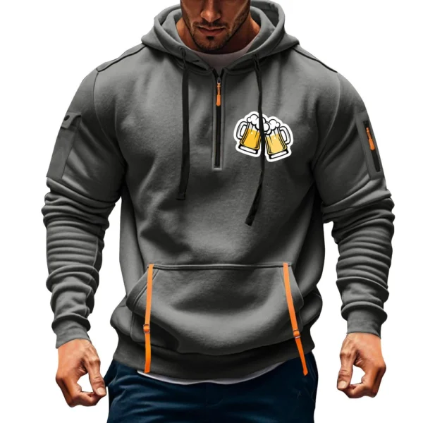 Men's Printed Sweatshirt Hoodie Zipper Arm Pocket Cardigan Men's Sports Large - Image 19