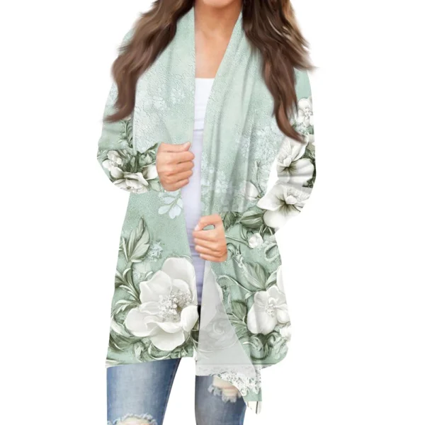 Women's Fashion Casual Vintage Floral Printed Mid-Length Cardigan Jacket - Image 25