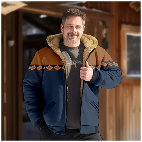 Men's Winter Print Jacket Men's Casual Trend Zipper Hooded Jacket - Image 22