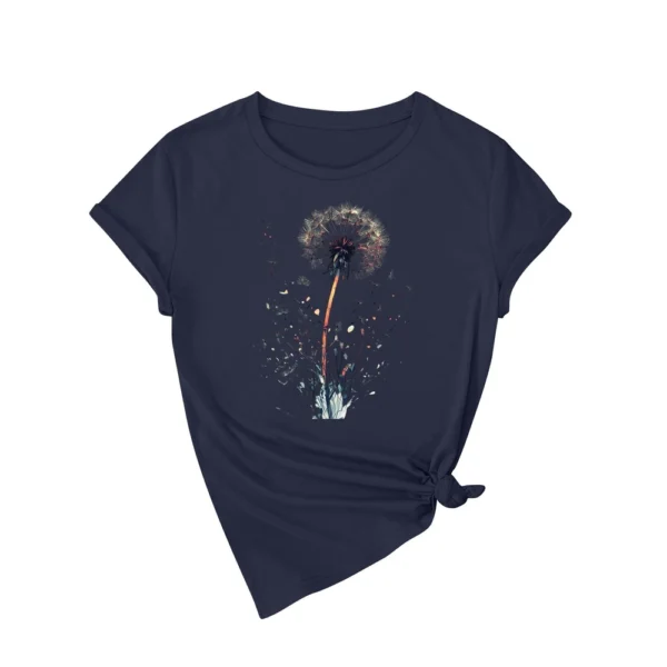 Women's Casual Printed Short Sleeved Round Neck Loose Daily Fashion T-Shirt - Image 4