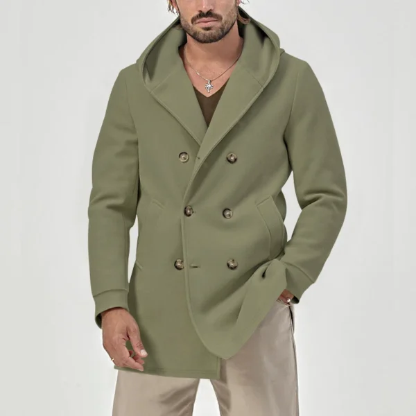 Men's trench coat long lapel hood casual trench coat - Image 26