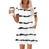Women's Summer Casual Petal Slim Stripe Pleated Solid Color Dresses - Image 6