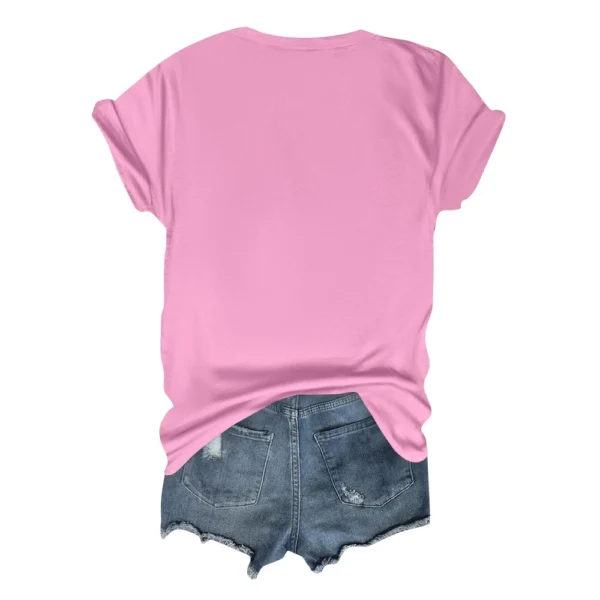 Women's Fashion Daily Short Sleeved Loose Casual Printed Round Neck T-Shirt - Image 12