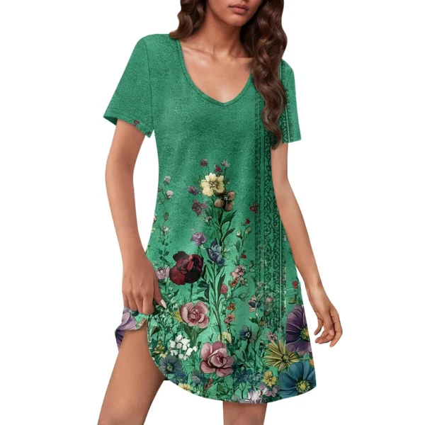 Women's Casual Sundress With Pockets Summer Boho Beach Dress Floral Blouses For - Image 26