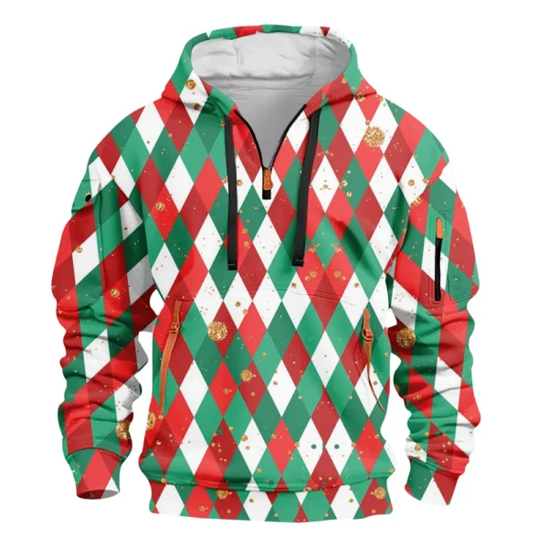 Men's Printed Sweatshirt Hoodie Zipper Arm Pocket Cardigan Men's Sports Large - Image 26