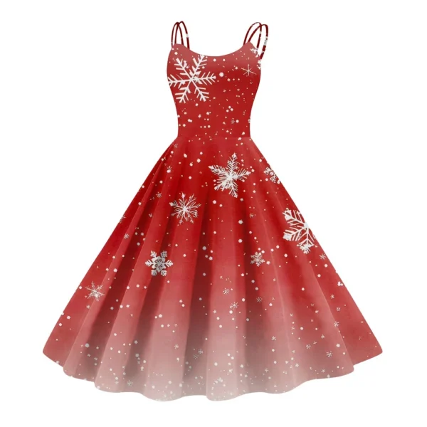 Women's Fashion Christmas Printed Sexy Strapless Gothic Cocktail Dress Punk, - Image 2