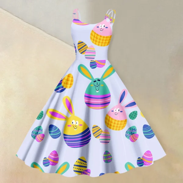 Women's  Casual Fashion Flower Print Sexy Off Shoulder Punk Retro Skirt - Image 31