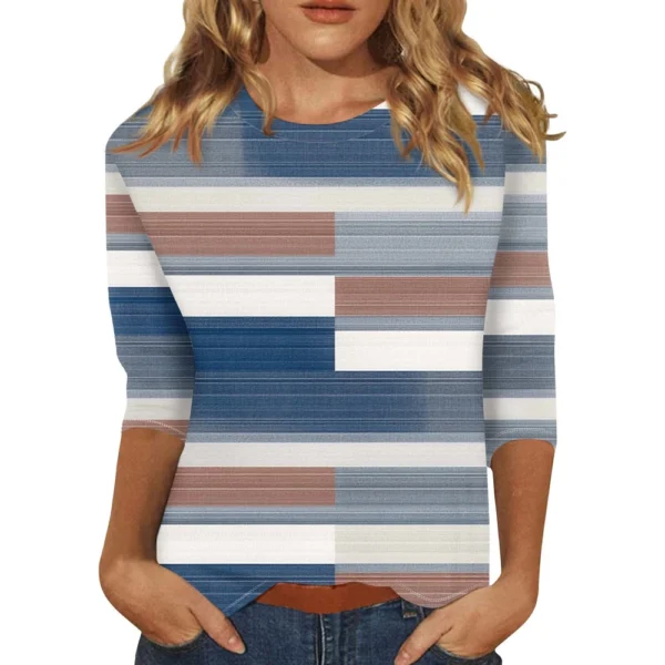 3/4 Sleeve Tops For Women T-Shirt Casual  Print Tops T Shirt Round Neck - Image 6