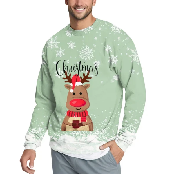 Men's Casual Fashion Comfortable Christmas Printed Round Neck Pullover - Image 20