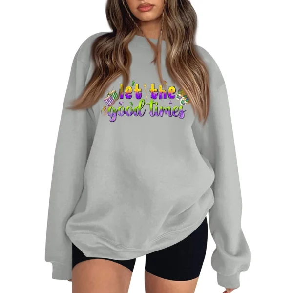 Women's Casual Fashion Carnival Print Long Sleeve O-Neck Sweatshirts Pullover - Image 22