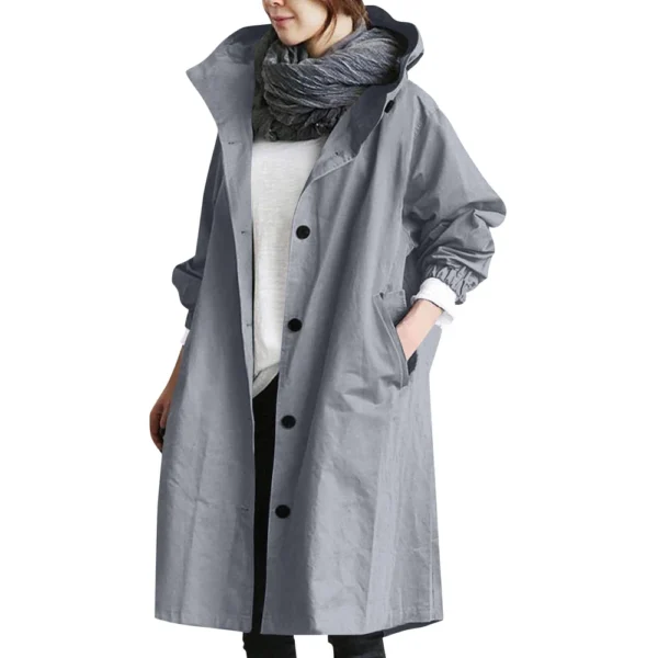 Jacket For Women Casual Plus Size Coat Solid Color Mid Length Windbreaker - Image 12