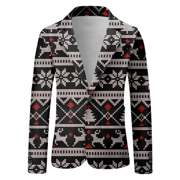 Unisex Winter Christmas Prints Suit Jackets Unisex Casual Fashion Button Jackets - Image 6