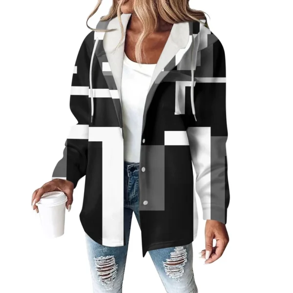 Women's Coat Casual And Fashionable Composite Thick And Warm Printed Hooded - Image 20
