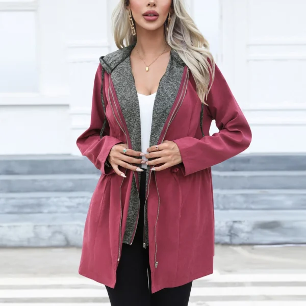 Coat long long sleeve windbreaker with hat - Image 7