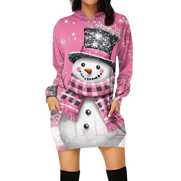 Ladies' Loose Casual Pocket Long Sleeved Hoodie Christmas Printed Sweatshirt - Image 38
